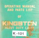 Kingston-Kingston CHD 540, CHD-550 & 660, Lathe, Operations Service Parts Assembly Manual-CHD 560X-CHD 660X-CHD 760X-02